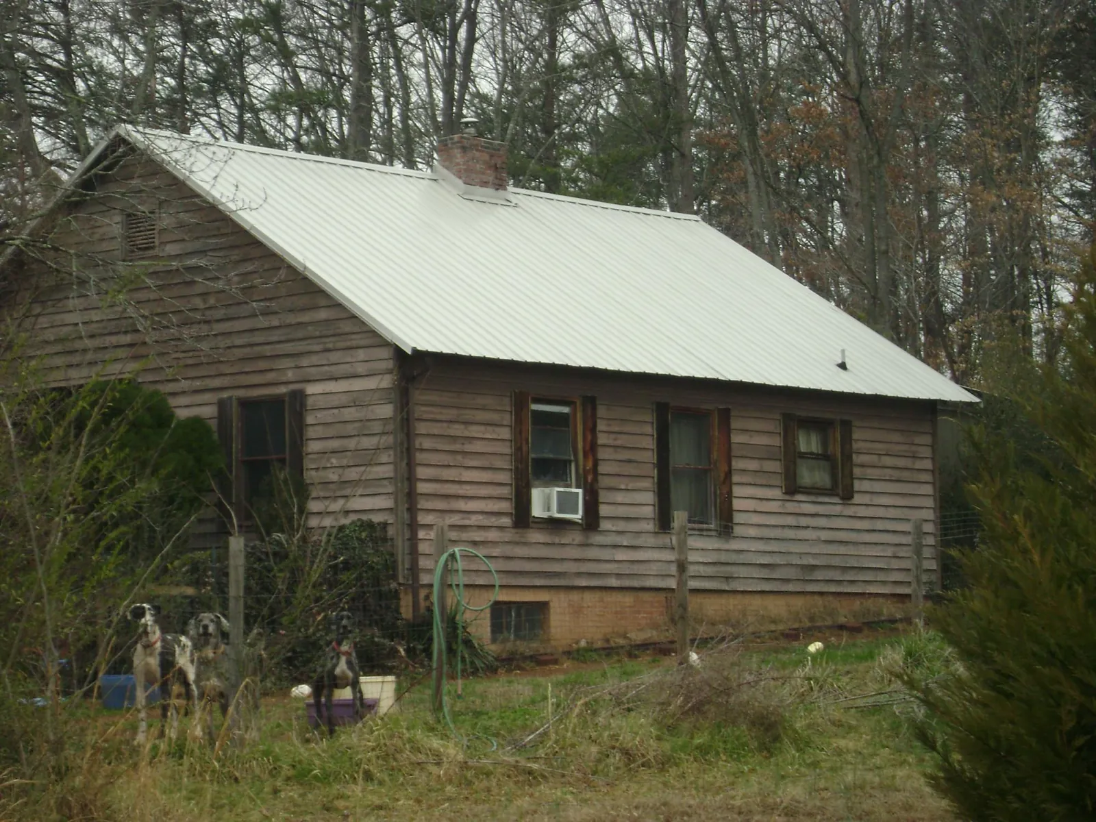 White metal roof on an old wood sided farmhouse, from a Asphalt Shingle Roof Repair job in Hughesville